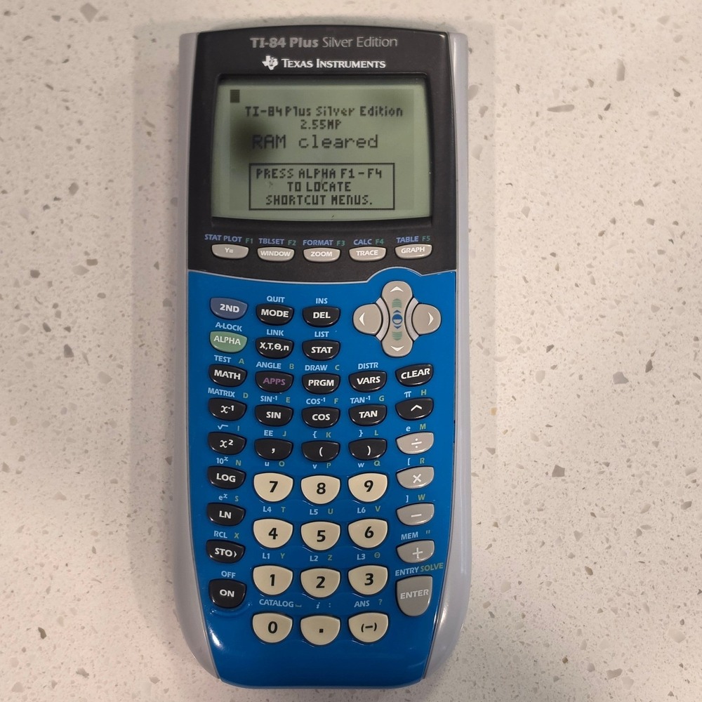 Texas Instruments TI-84 Plus Silver Edition Graphing Calculator Blue Silver